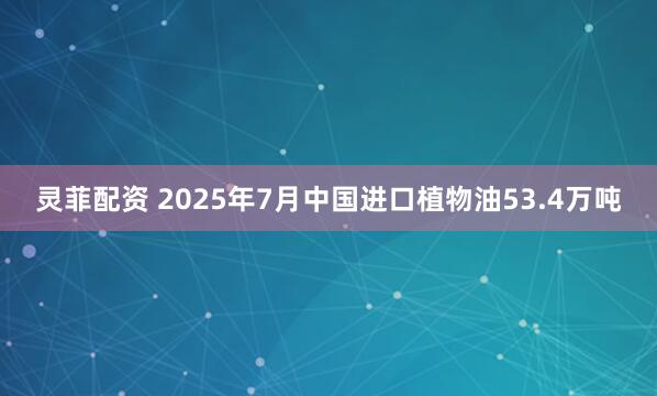灵菲配资 2025年7月中国进口植物油53.4万吨